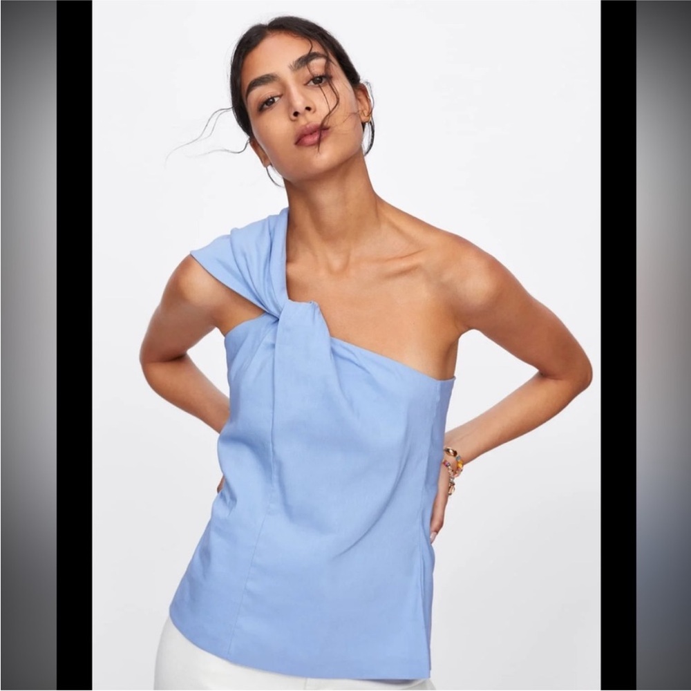 Zara Blue One Shoulder Top